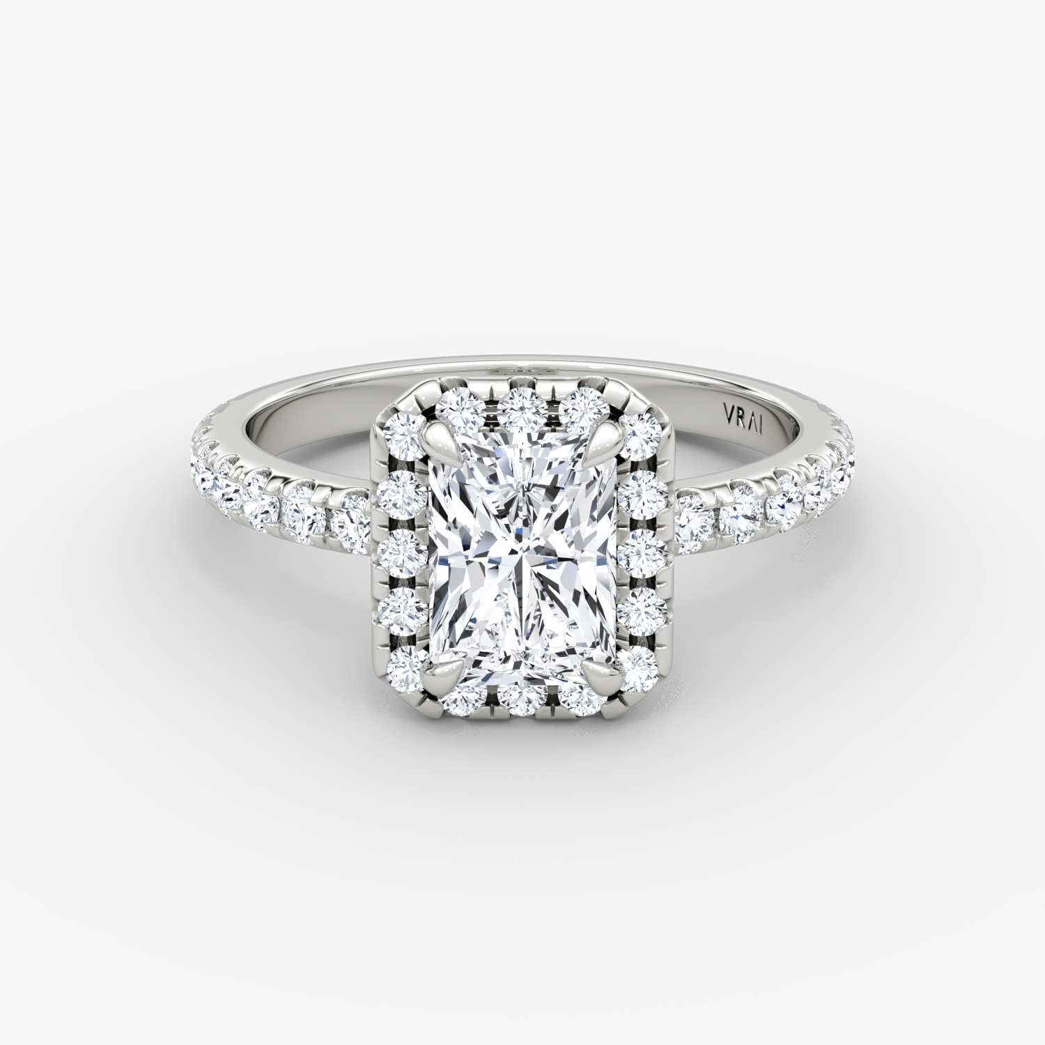 Radiant Halo 18k White Gold Ring
