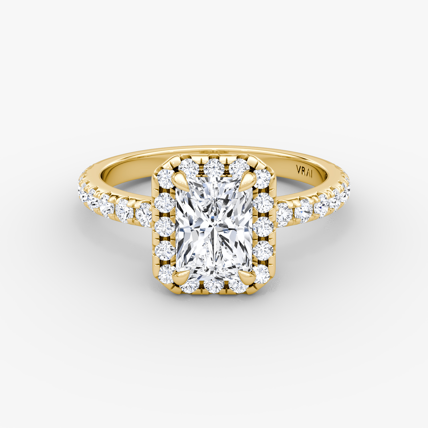 Halo Radiant Engagement Ring | 18k Yellow Gold