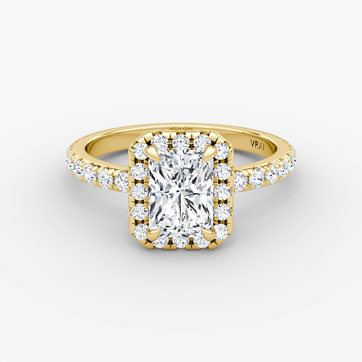 Halo Radiant Engagement Ring | 18k Yellow Gold