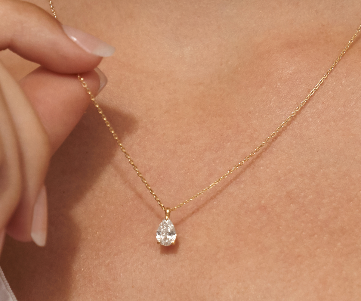 Pear cut jewelry is playful and romantic.