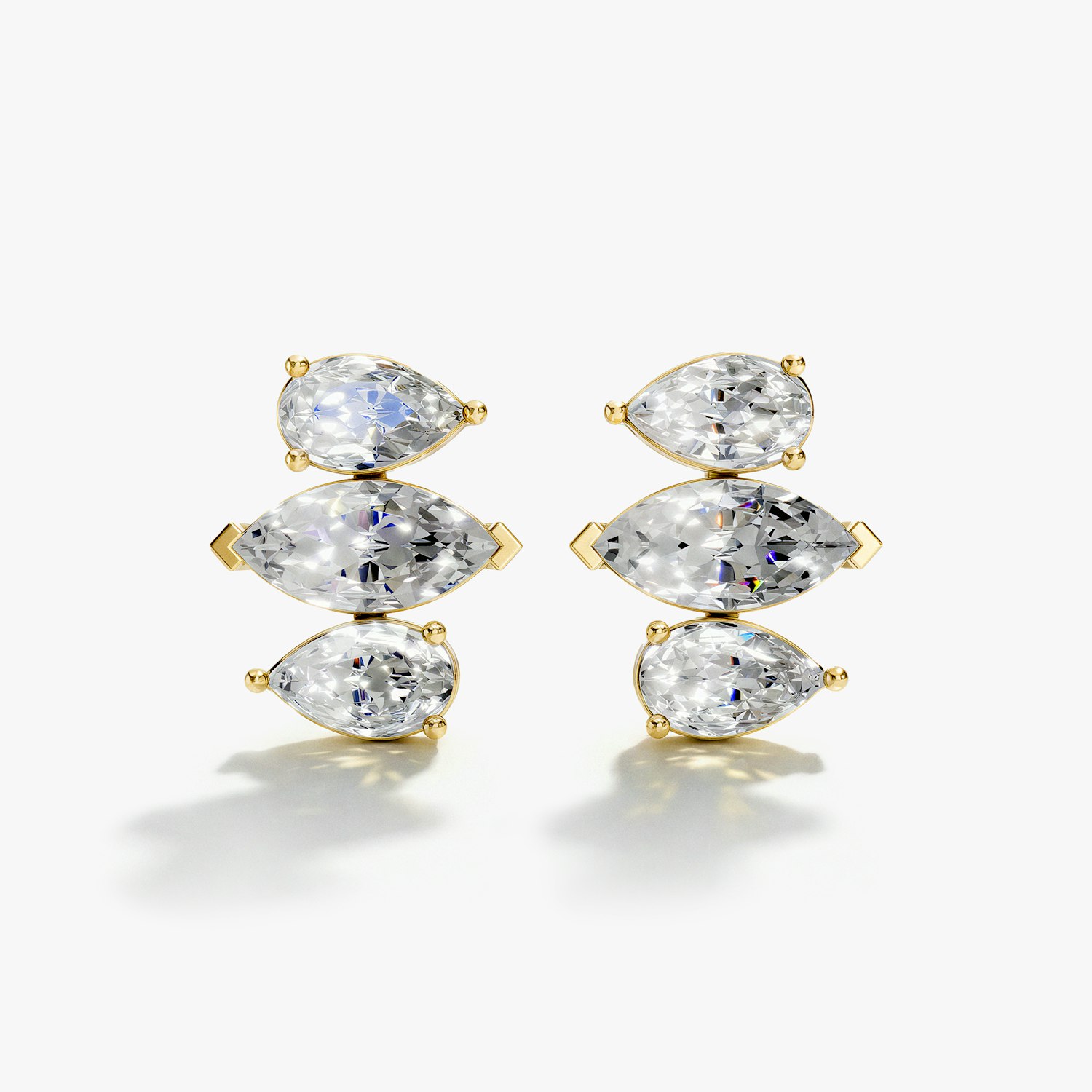 VRAI Alternating Shape Tennis Earrings Earrings | 14k Yellow Gold