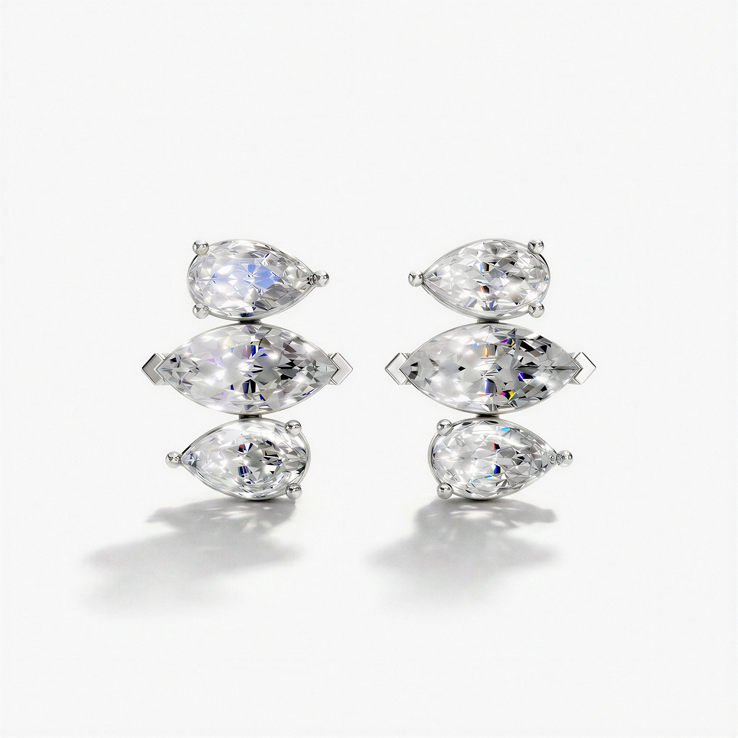 VRAI Alternating Shape Tennis Earrings Earrings | 14k White Gold