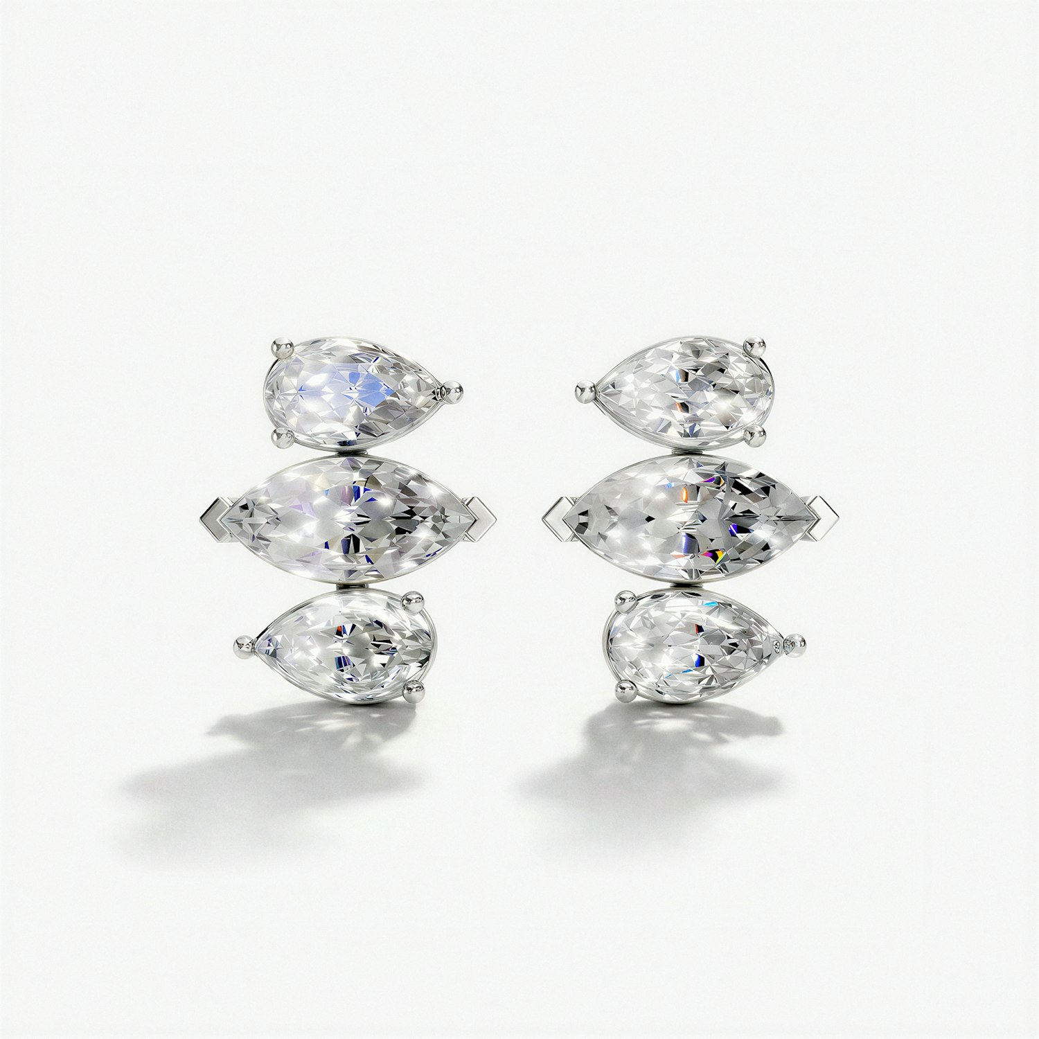 VRAI Alternating Shape Tennis Earrings Earrings | 14k White Gold