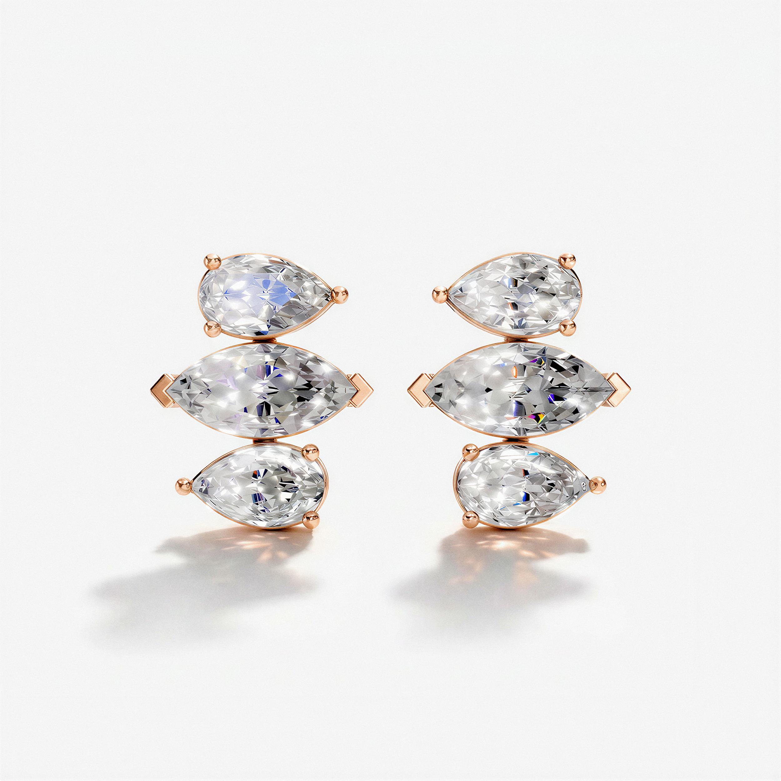 VRAI Alternating Shape Tennis Earrings Earrings | 14k Rose Gold