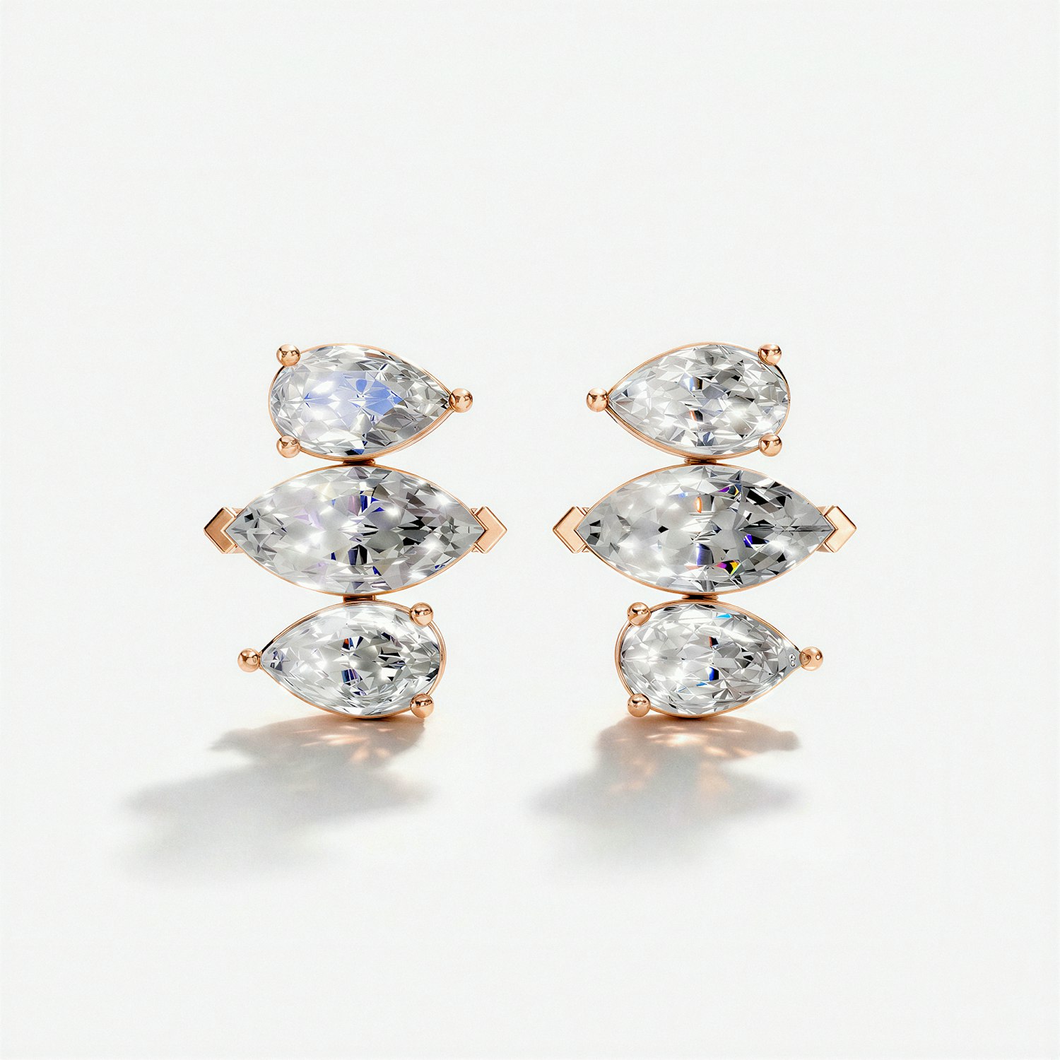 VRAI Alternating Shape Tennis Earrings Earrings | 14k Rose Gold