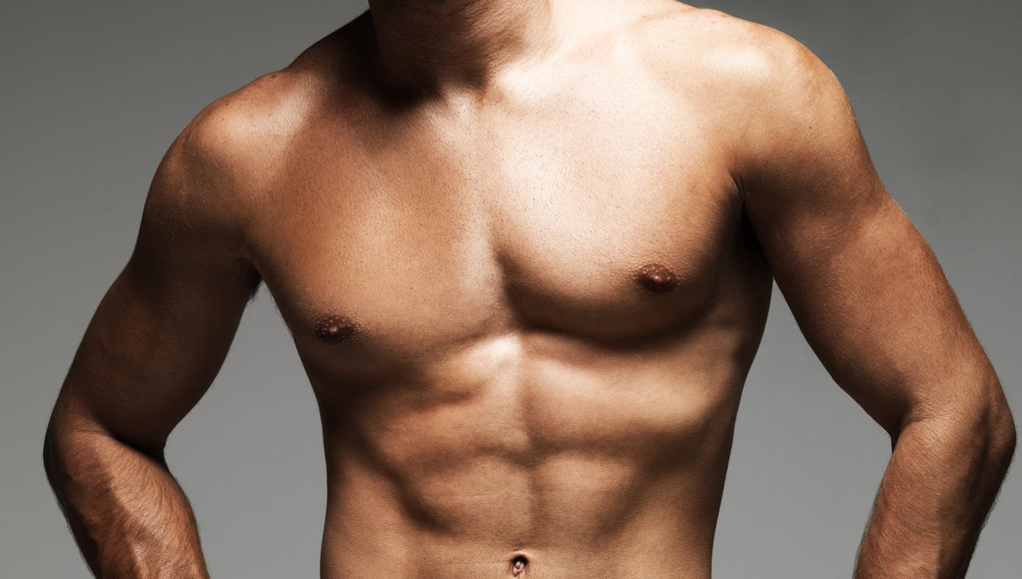 Man's chiseled chest and abdomen