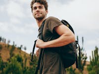 Man hiking outside