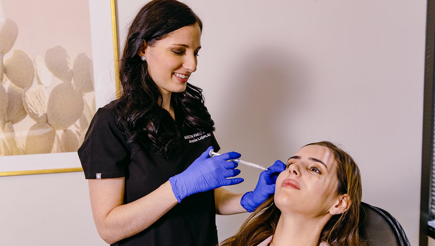 Patient getting cosmetic injections at Austin Face & Body