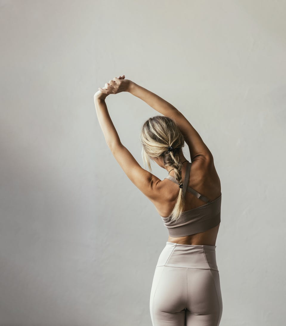A woman stretching