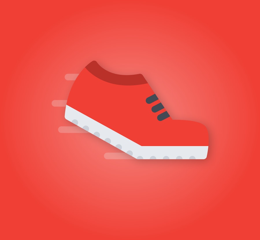 Red running shoe on a red background