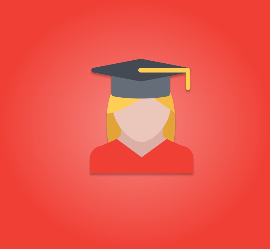Female figure in a graduation hat and gown