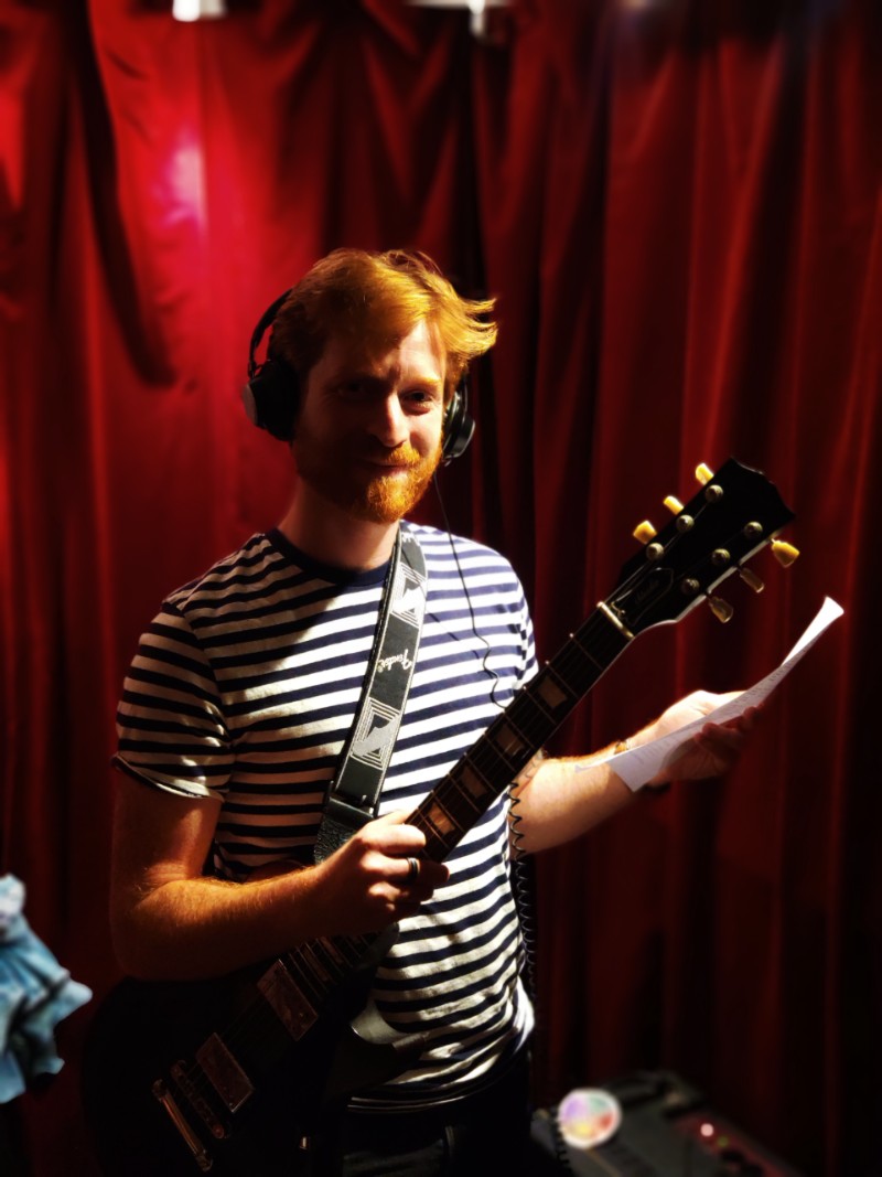 Jimmy guitarist of Cat Rodeo at Acouzik music studio