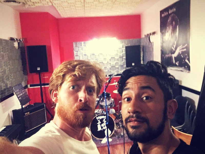 Singer and guitarist of Cat Rodeo rock band at Studio Bleu