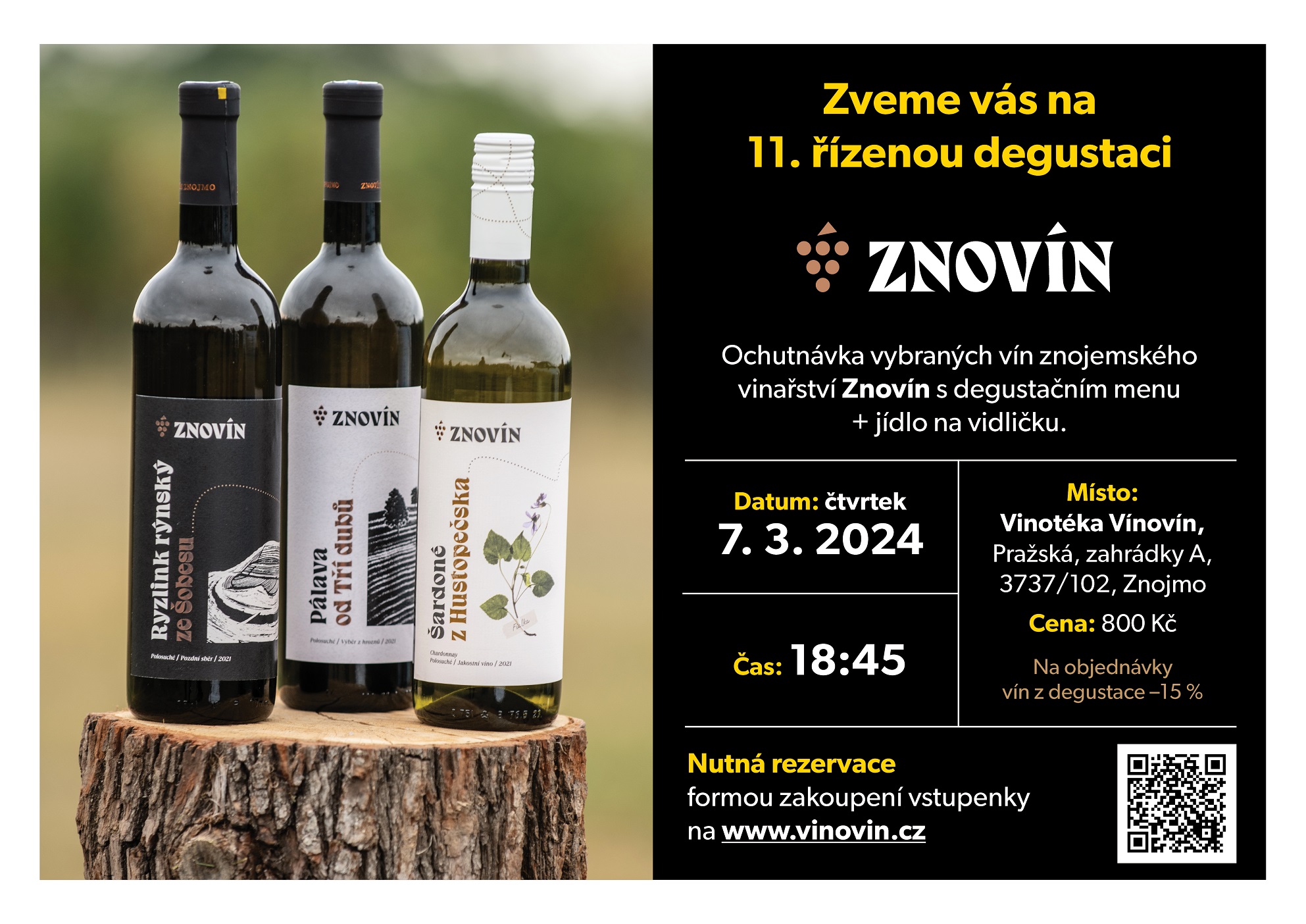 Zážitková degustace vín ze Znovínu s vícechodovým degustačním menu | Znojmo | 7. 3. 2024