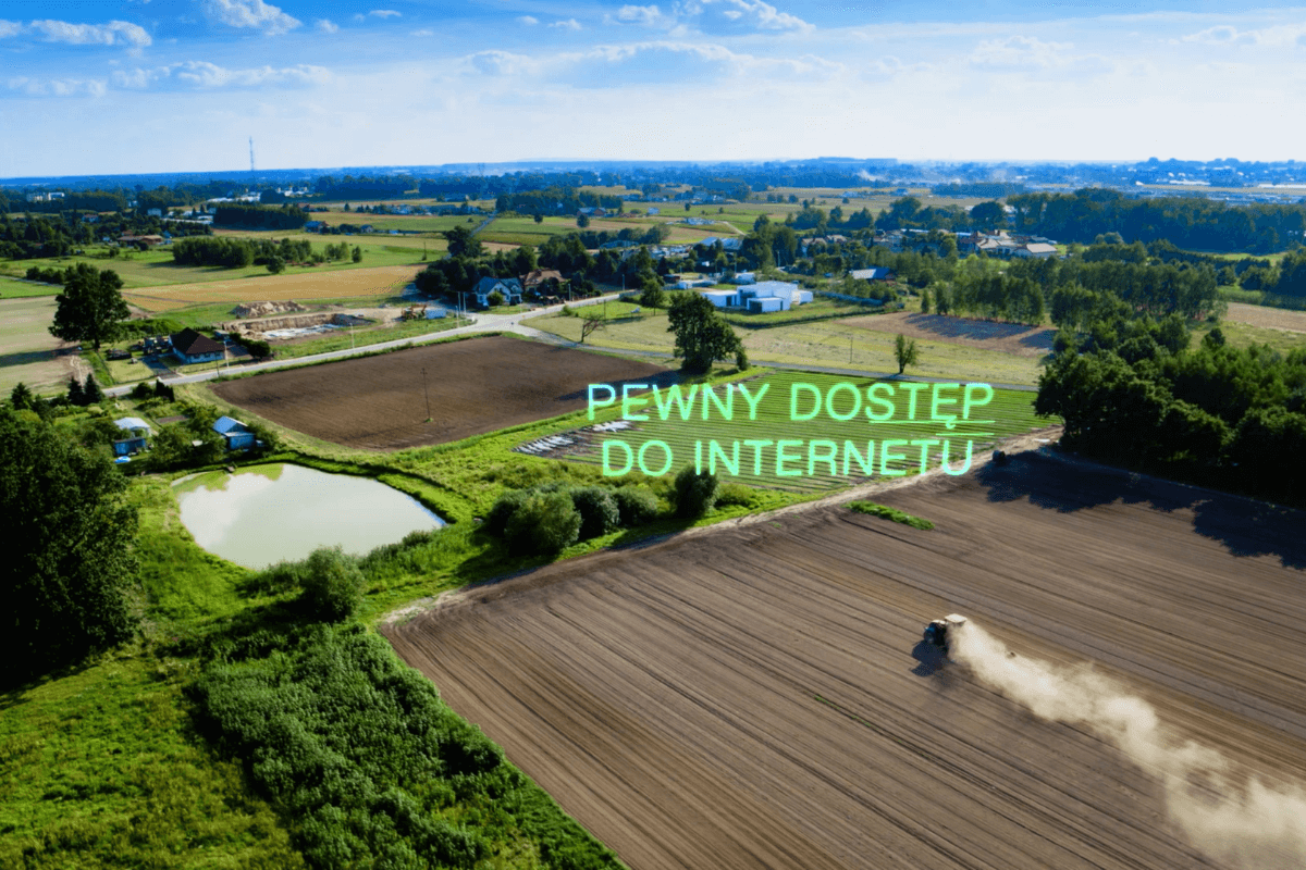 Krajobraz Regionów NEXERY z napisem: Pewny dostęp do internetu