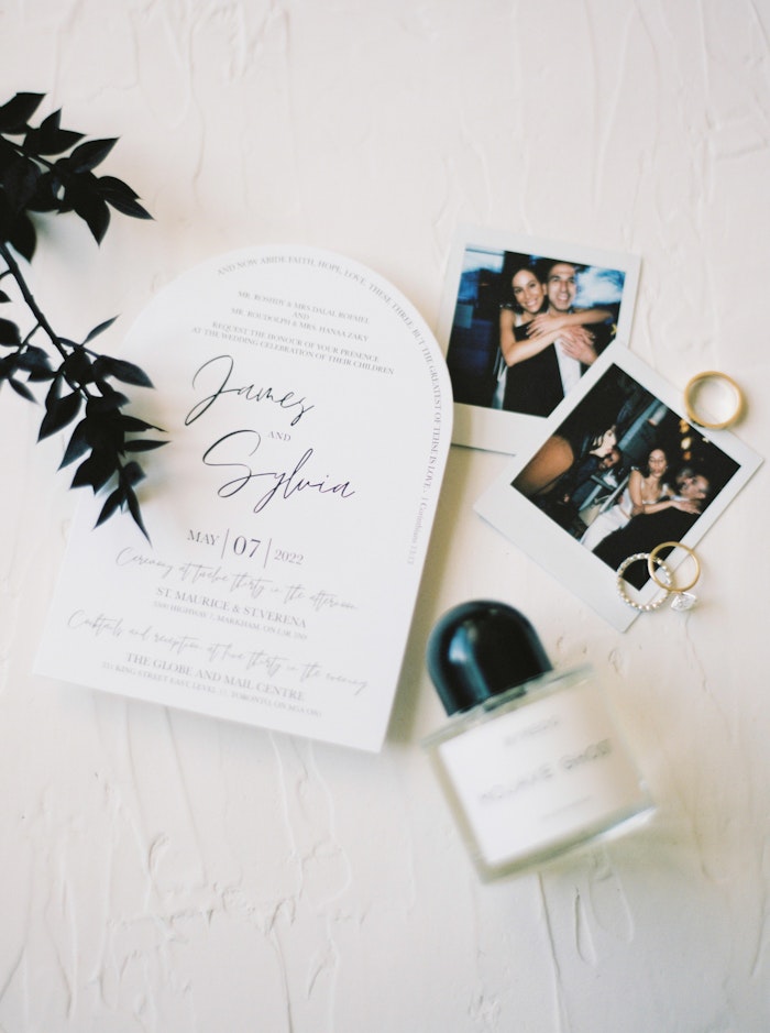 Wedding day details laid out and beautifully photographed in Toronto.