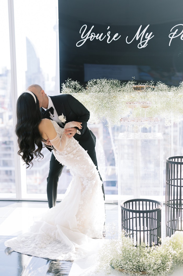 Champaign tower at Globe and Mail Centre wedding