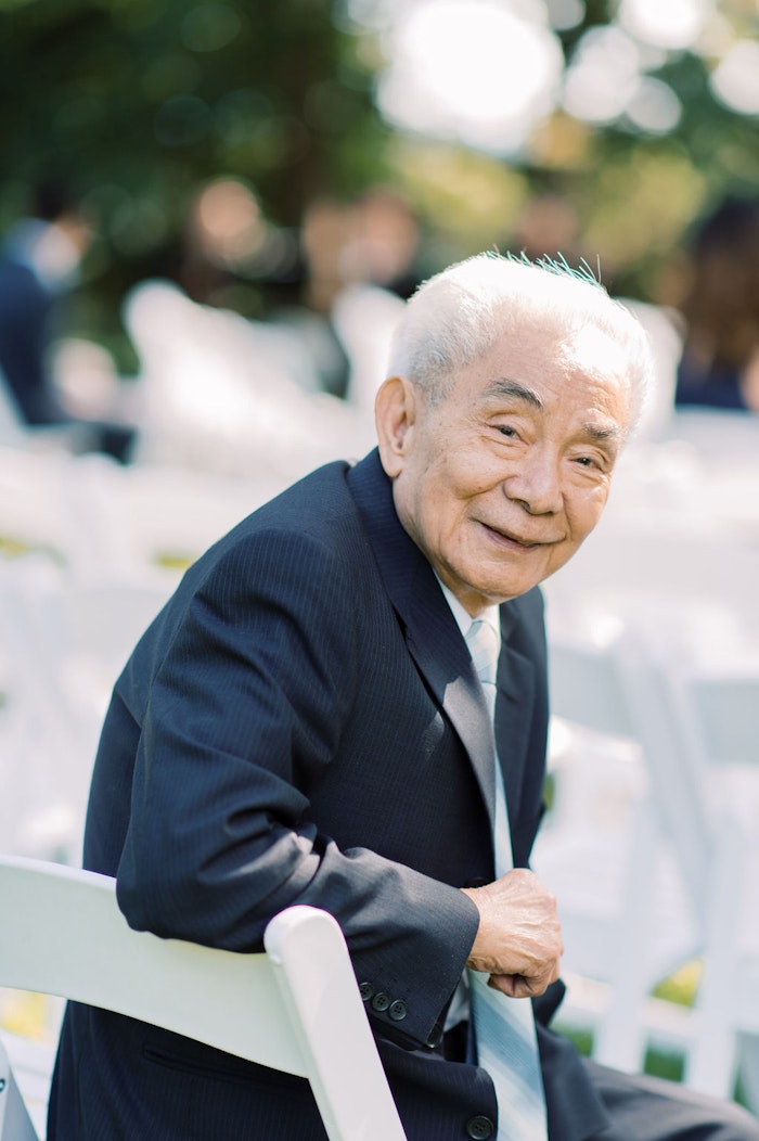 Grandpa Enjoying the wedding ceremony at Spadina House Museum in toronto