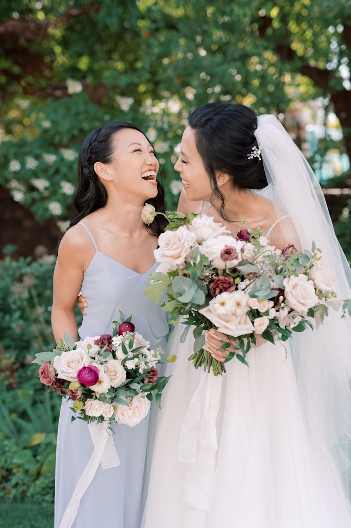 Bride and groom portraits in garden at Spadina House Museum Toronto wedding photographer