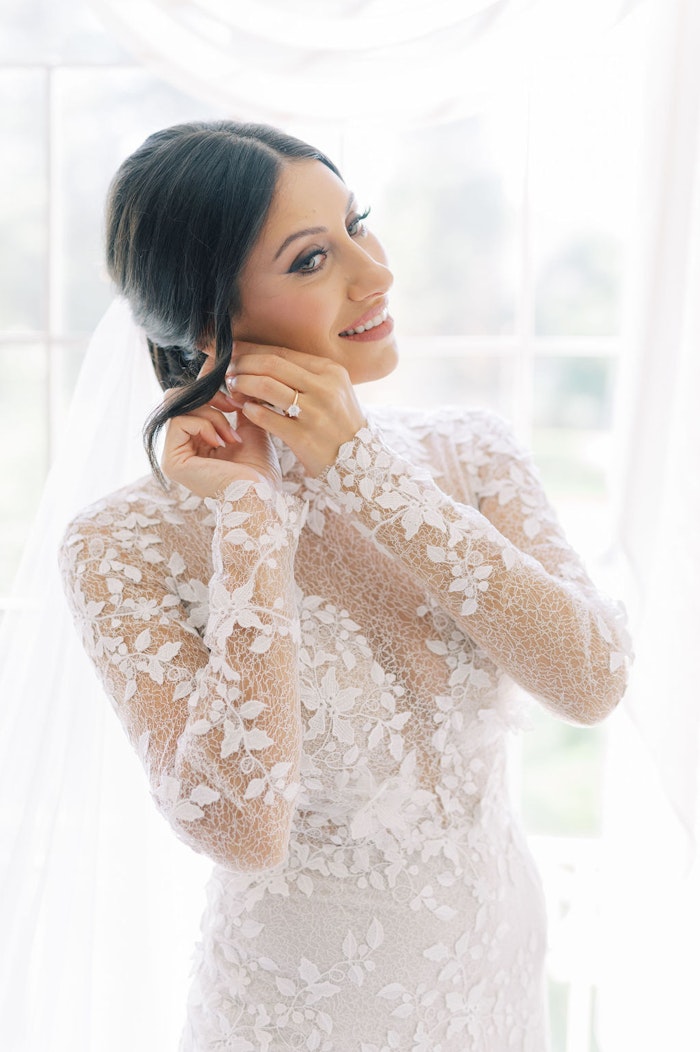 Wedding morning candid moment with bride and family