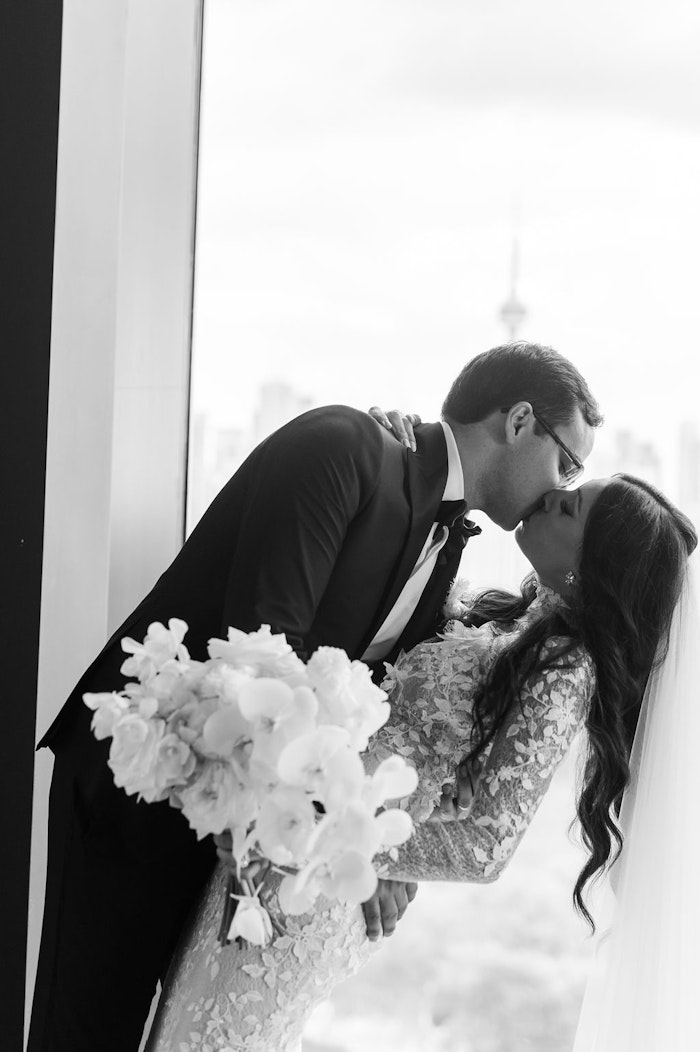 Bride and groom romantic portrait Toronto wedding