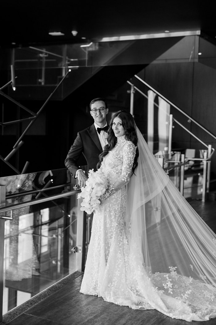 Bride and groom portrait at Hotel X Toronto modern interior