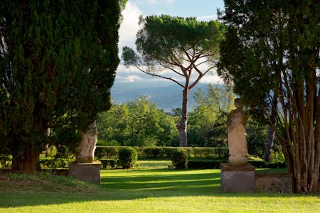 The open theater in the garden has a unique view on Florence and the Chianti Hills