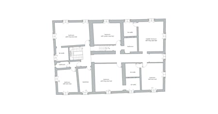 The map of the first floor of Villa Tavernaccia