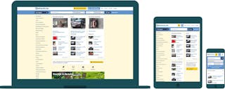 The 2dehands.be website displayed on a desktop, tablet and mobile device