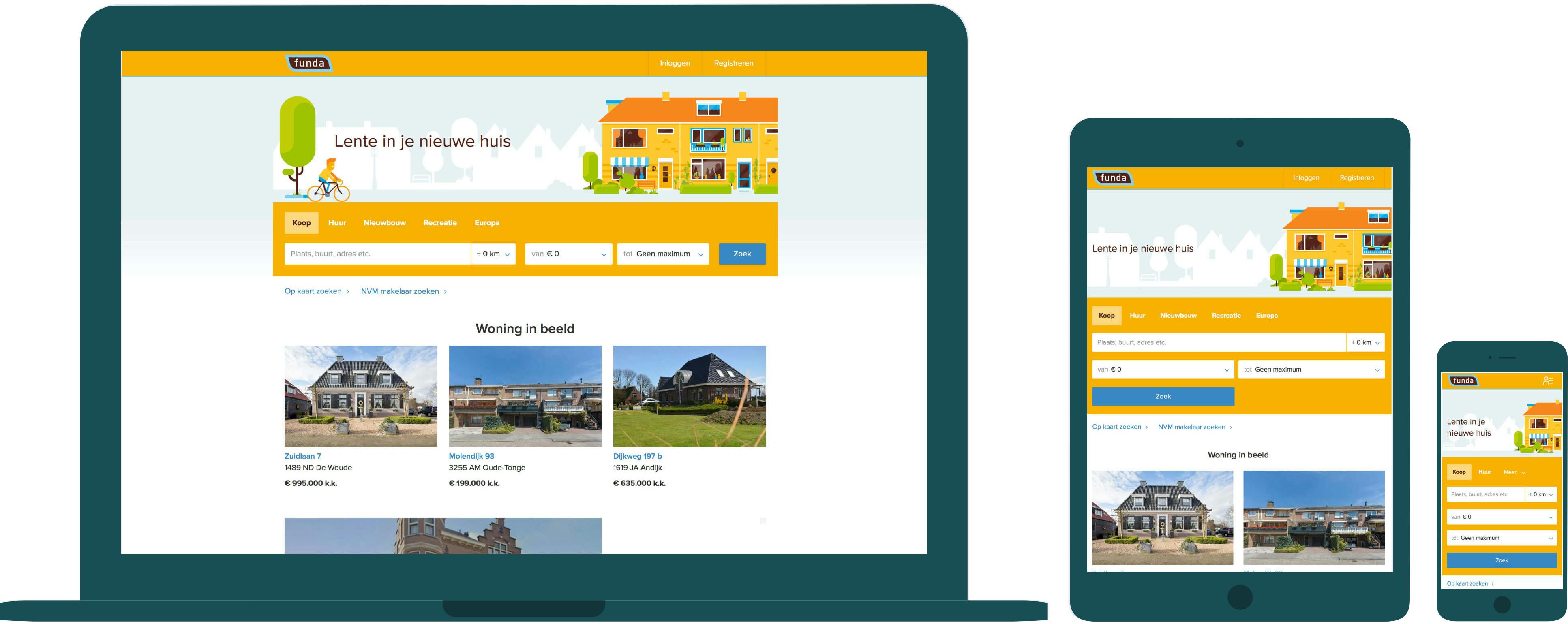 Show case of funda.nl on different devices