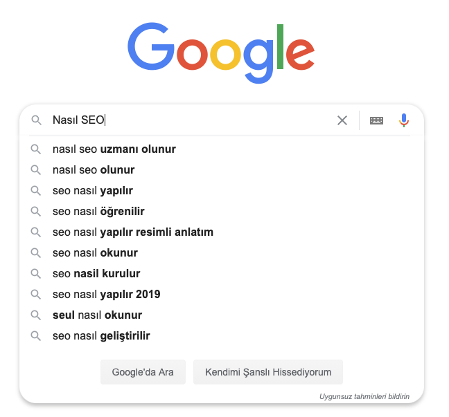 Anahtar Kelime Araştırması Google