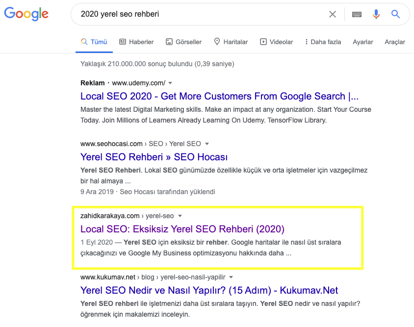 Nasıl SEO Uzmanı Olunur, 2023 SEO Uzmanı, 2023 Yerel SEO Rehberi SERP Sonuçları