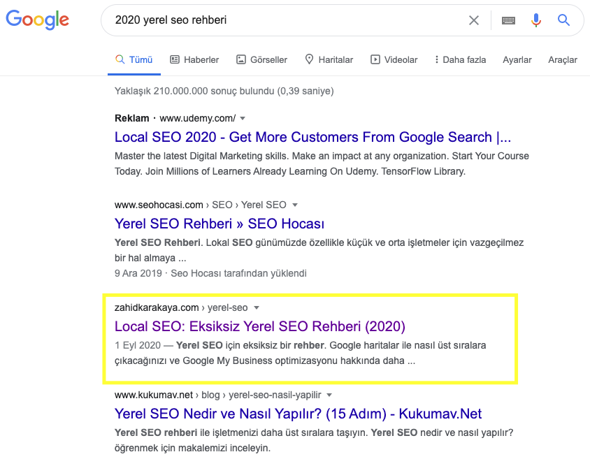 Nasıl SEO Uzmanı Olunur, 2024 SEO Uzmanı, 2024 Yerel SEO Rehberi SERP Sonuçları