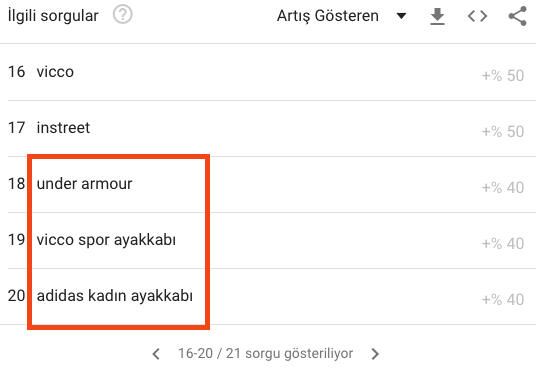 Google Trends Spor Ayakkabı Araması