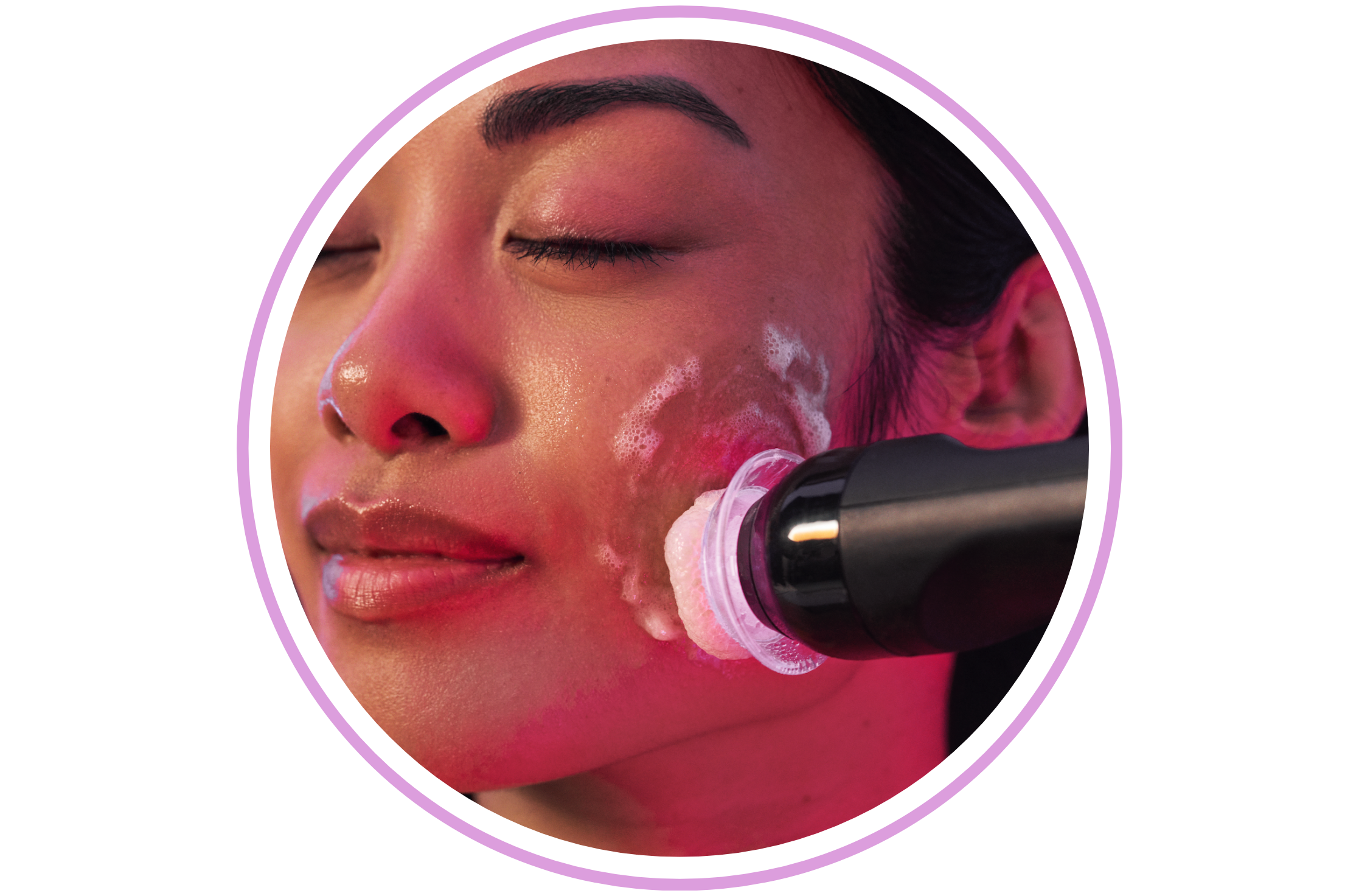 Woman with eyes closed receiving Glo2Facial 