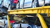 Semi-trailer with brand-new cars