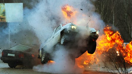 Car crash with explosion 