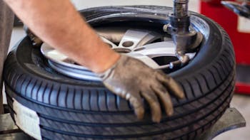 Tire being inflated