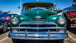 1950 Plymouth Deluxe 2 Door Sedan at a local car show