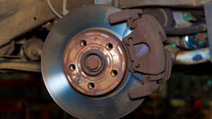 Car wheel brake rusty disc with pads rotor disc and caliper