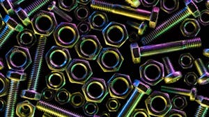 scattered steel bolts and nuts