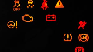 Car alert icons lamp on dashboard