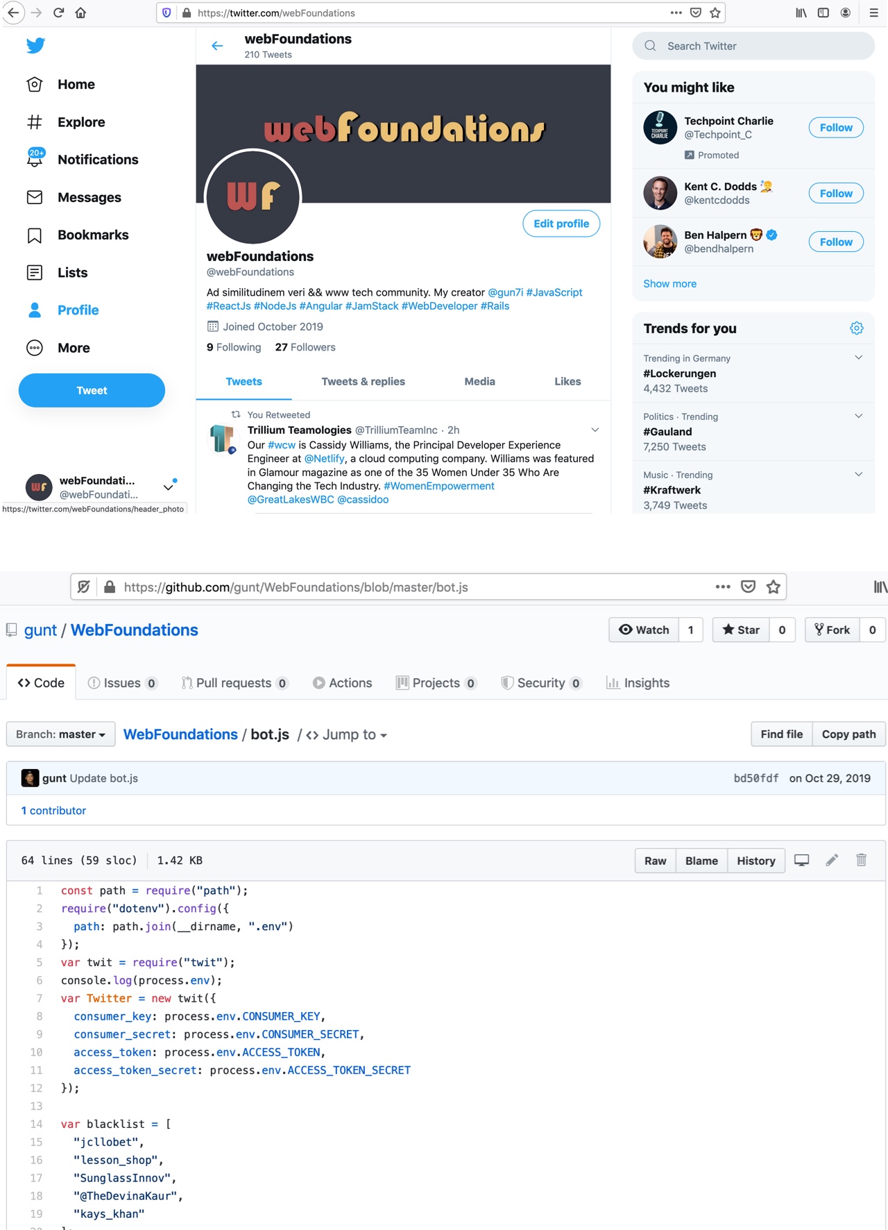 Web Foundations - A JavaScript Bot 