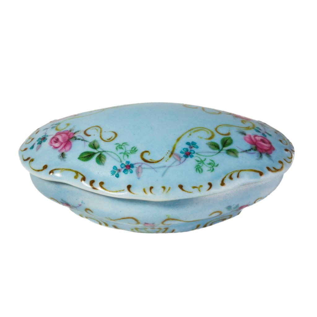 Porta-joias azul de porcelana