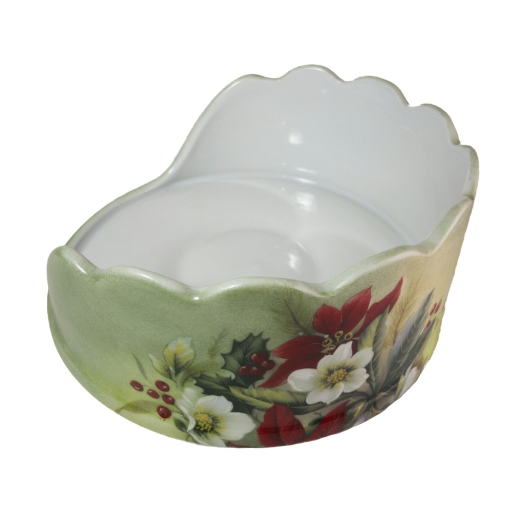 Panetoneira de porcelana pintada com flores