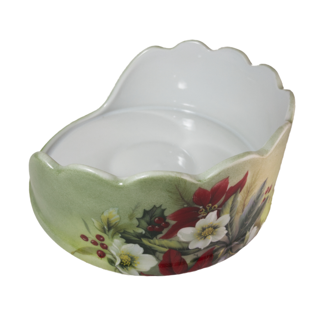 Panetoneira de porcelana pintada com flores