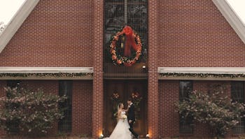 Erin and Chance pose just after their wedding ceremony