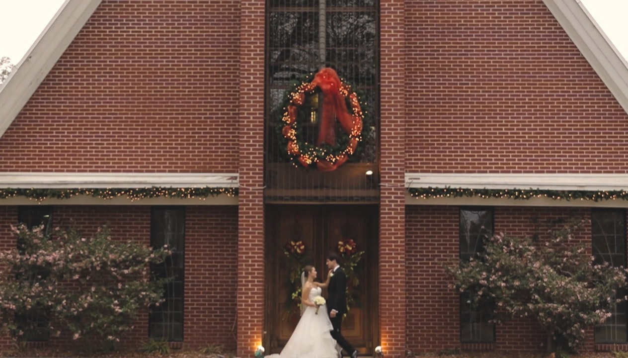 Erin and Chance pose just after their wedding ceremony