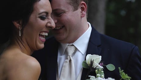 Adam and Kaylin laughing right after their wedding ceremony