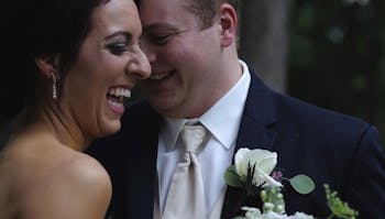 Adam and Kaylin laughing right after their wedding ceremony